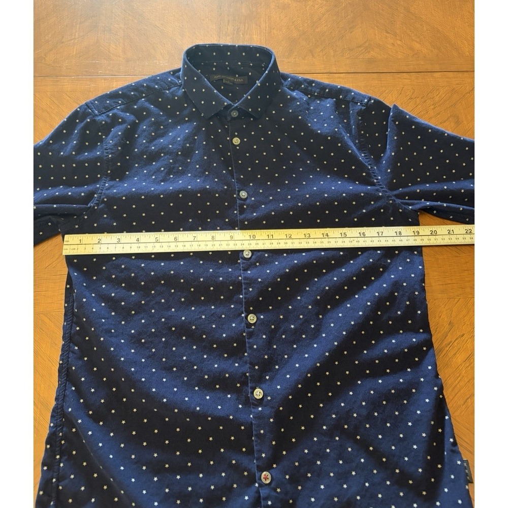 John Varvatos U.S.A. Long Sleeve Button Up Shirt Mens S Blue White Star Pattern - Picture 13 of 16